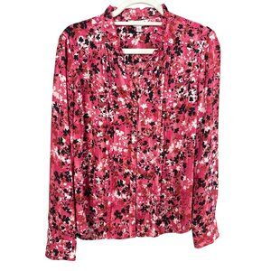 Nanette Lepore Top Womens Cottagecore Floral Romantic Feminine Button Pink Sz L